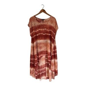 Cha Cha Vente Semi Sheer Top Long Blouse Plus Size 1X High Low Tie Dye Tunic
